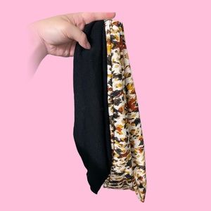 2 piece infinity scarves, one black one printed very soft